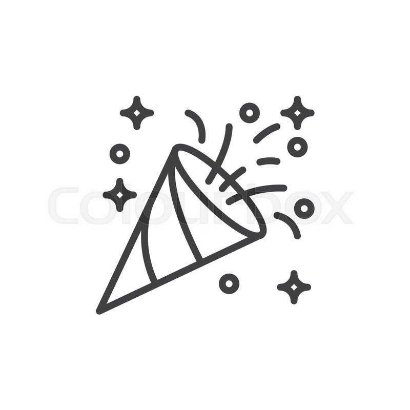 800x800 Confetti Popper Line Icon, Outline Stock Vector Colourbox