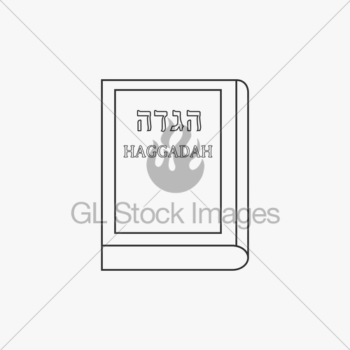 500x500 Passover Holiday Haggadah Book Flat Black Outline Design Gl