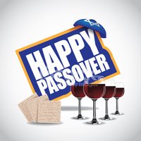 200x200 Happy Passover Icon Traditional Matzoh And Wine Vector Stock