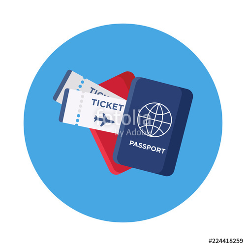 500x500 Passports And Tickets Flat Icon Isolated On Blue Background