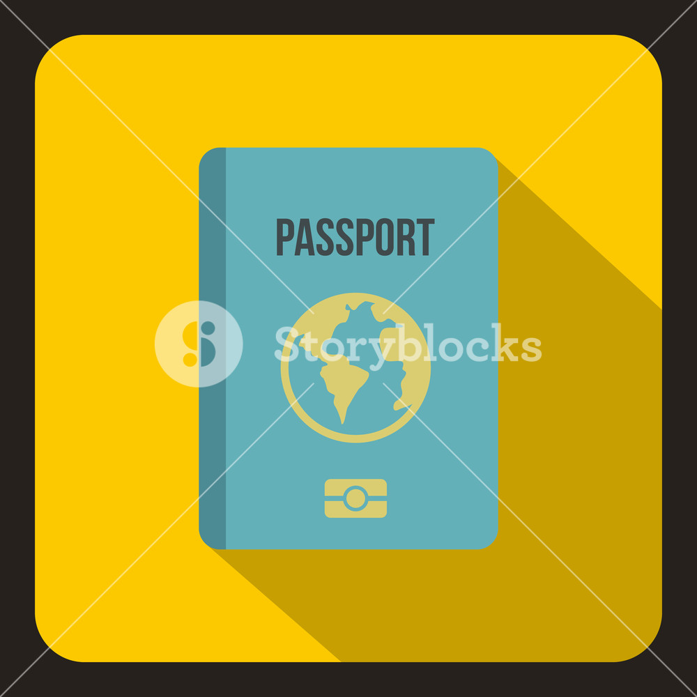 1000x1000 Blue Passport Icon Flat Illustration Of Blue Passport Vector Icon