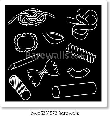362x382 Pasta Icon Set, Art Print Barewalls Posters Prints