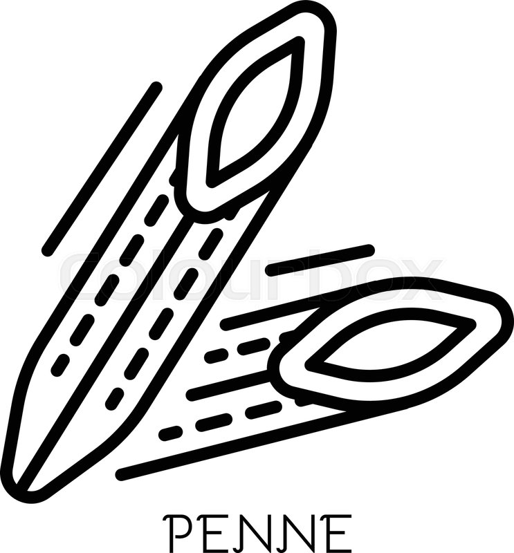 743x800 Penne Pasta Icon Outline Penne Pasta Stock Vector Colourbox