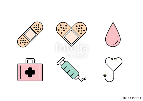 500x354 Medical Healthy Pastel Icon Flat Line Style Vector Stock Image