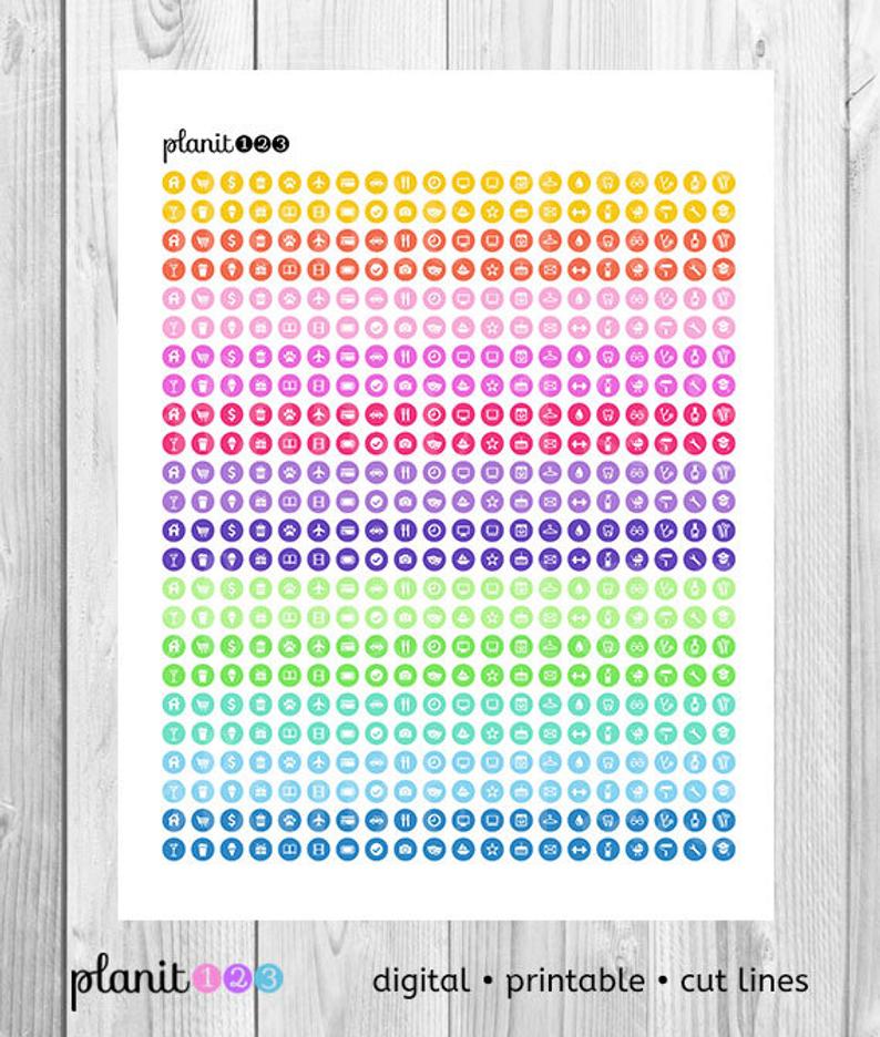 794x936 Digital Planner Printable Pastel Icon Circle Stickers Etsy