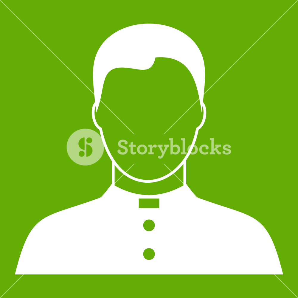 1000x1000 Pastor Icon White Isolated On Green Background Vector