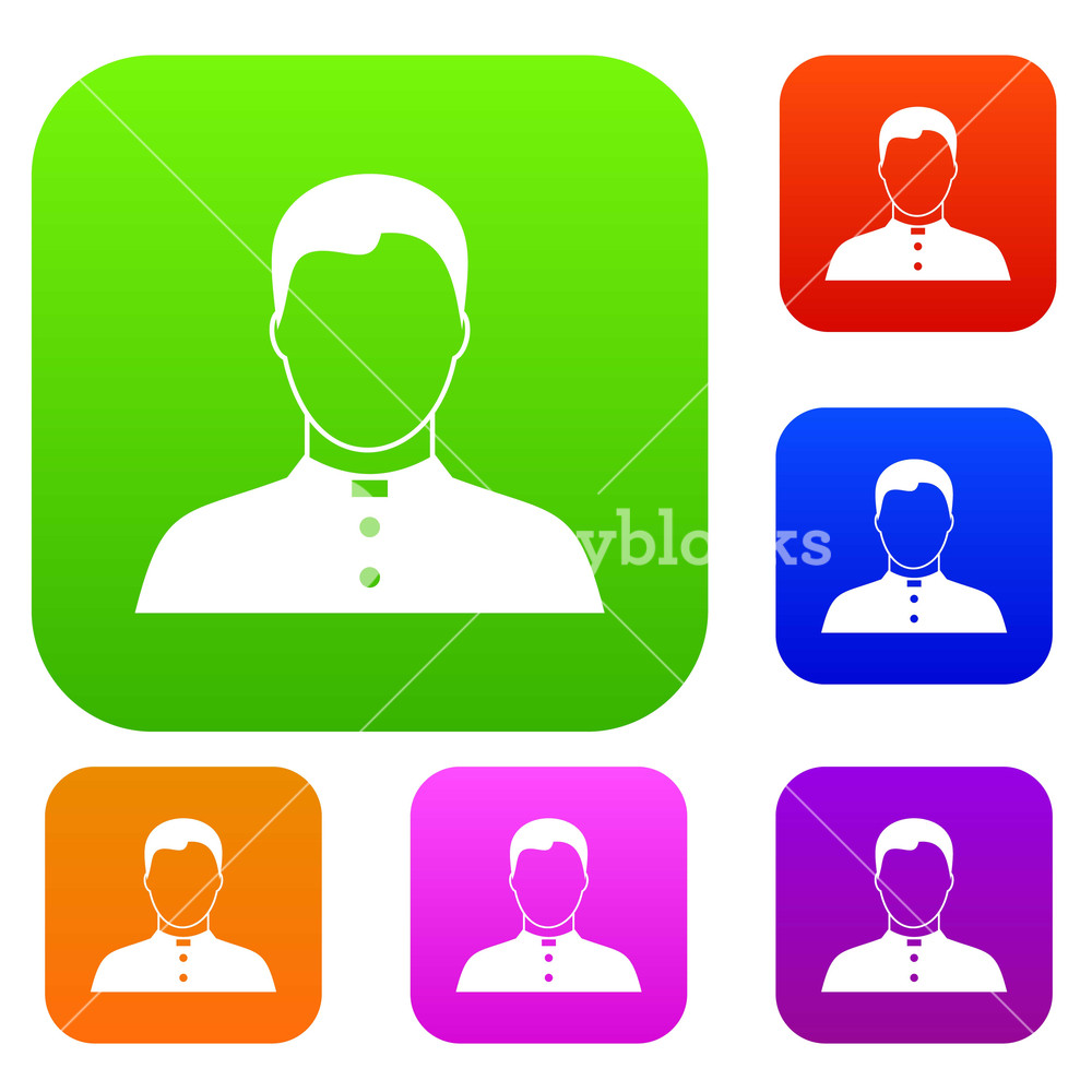 1000x1000 Pastor Set Icon In Different Colors Isolated Vector Illustration
