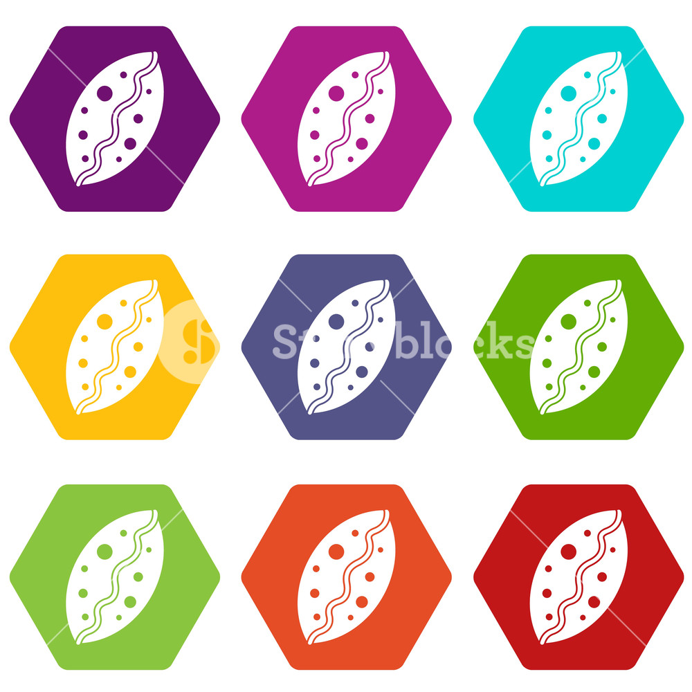 1000x1000 Baked Pastry Icon Set Many Color Hexahedron Isolated On White