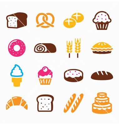380x400 Bakery Pastry Icon Set