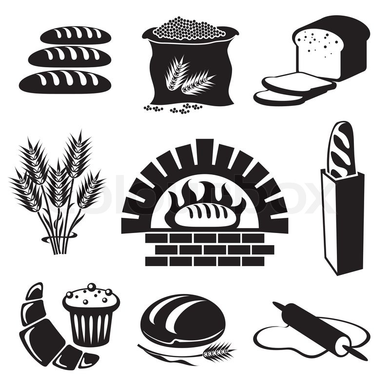800x800 Bread And Pastry Icons Stock Vector Colourbox