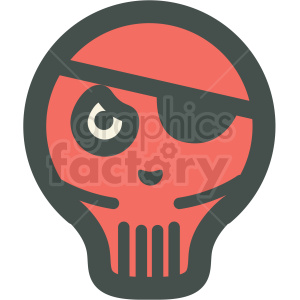 300x300 Red Skull With Eye Patch Halloween Vector Icon Image Clipart