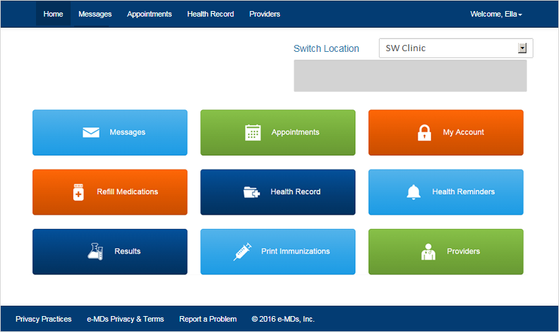 807x480 Patient Portal Home Page
