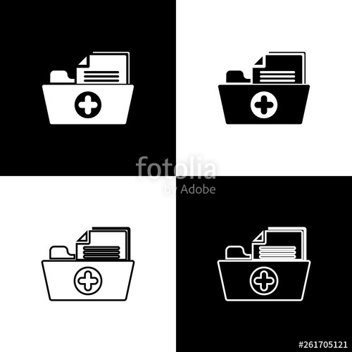 500x500 Set Medical Health Record Folder For Healthcare Icons Isolated