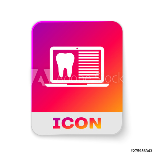 500x500 White Laptop With Dental Card Or Patient Medical Records Icon