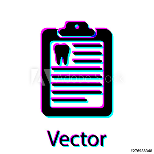 500x500 Black Clipboard With Dental Card Or Patient Medical Records Icon