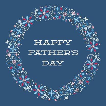 416x416 Happy Father's Day Icon, Card With Patriotic Floral Wreath Premium
