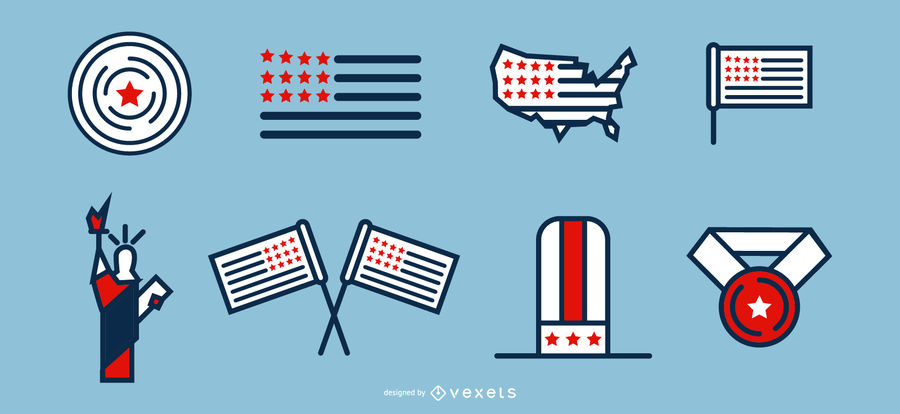 900x414 Patriotic Icon Set
