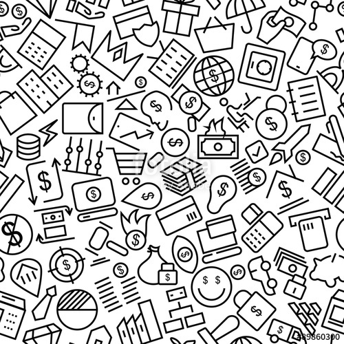 500x500 Money Seamless Hand Drawn Line Icon Pattern Stock Image