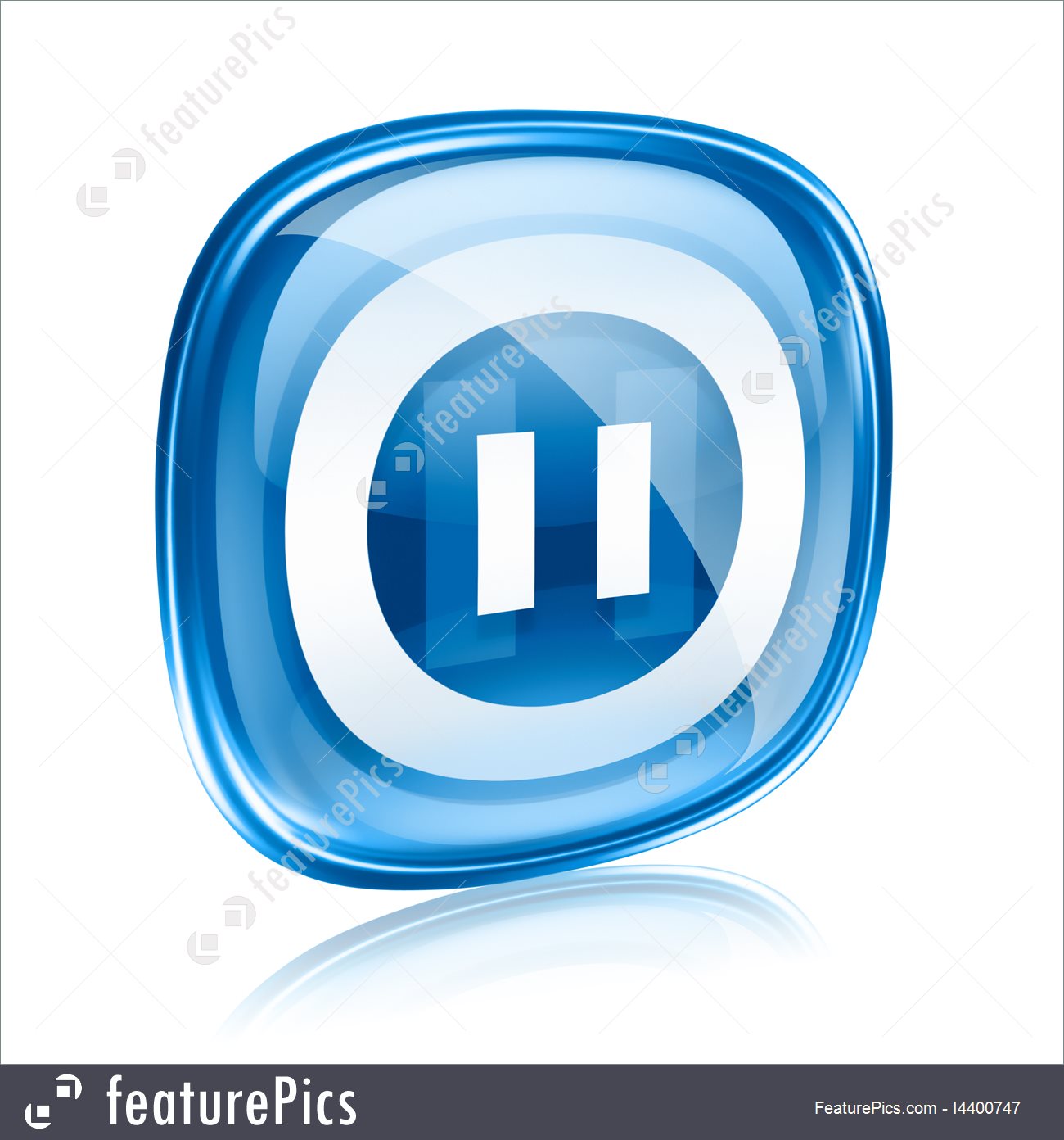 1300x1392 Pause Icon Blue Glass, Isolated On White Background