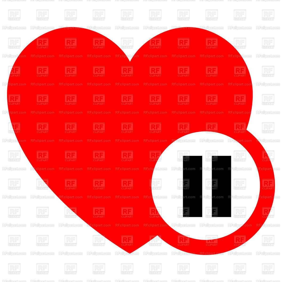 1200x1200 Heart Red Icon With Black Pause Icon Isolated On White Background
