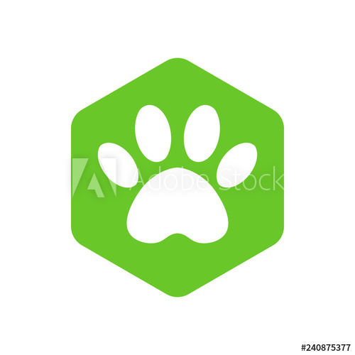 500x500 Green Vector Hexagon Shape Icon With The Animals Cat Paw Icons