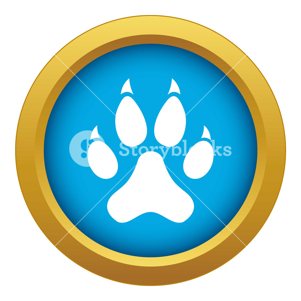 1000x1000 Cat Paw Icon Blue Vector Isolated On White Background For Any