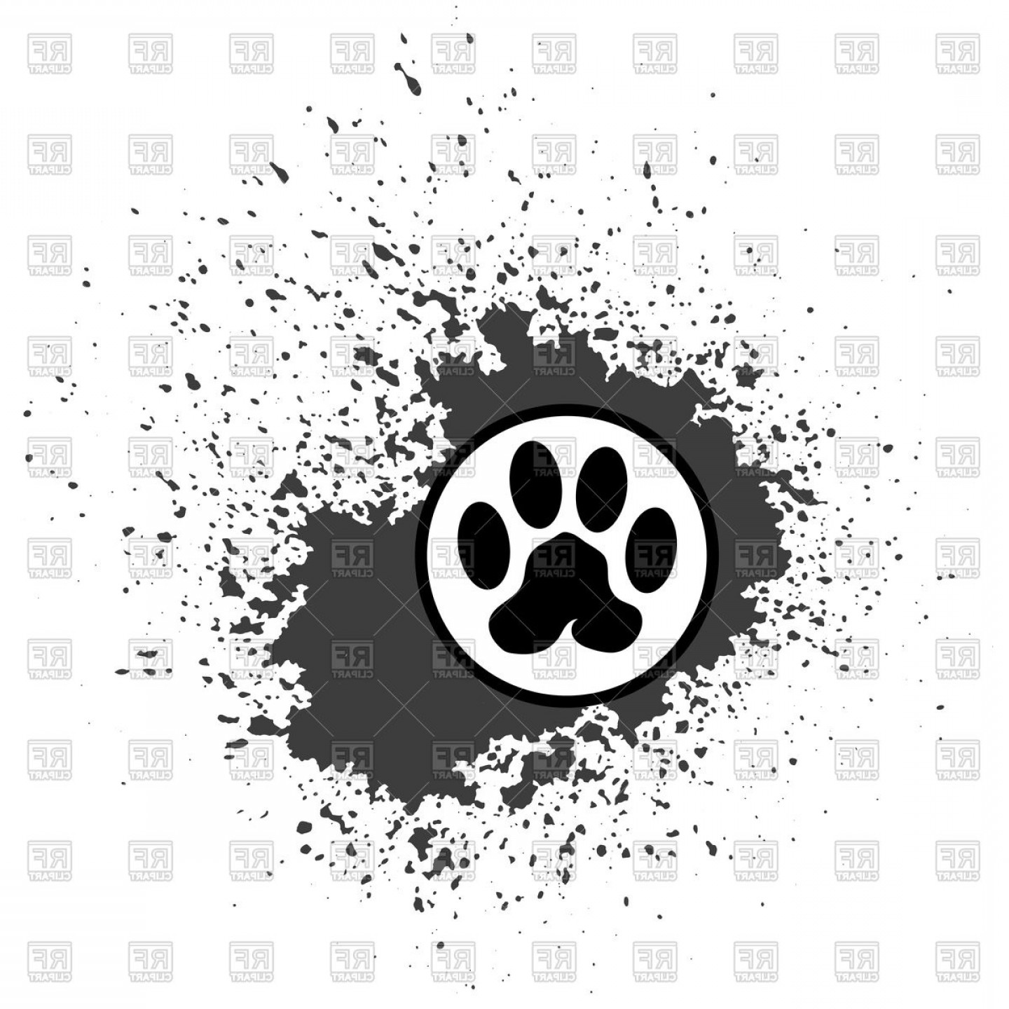 1440x1440 Paw Print Icon On Blob Background Vector Clipart Studiogrfx