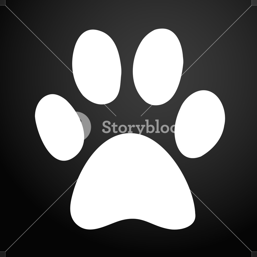 1000x1000 Paw Print Icon Black Background Royalty Free Stock Image
