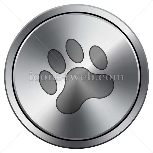 600x600 Paw Print Icon Round Icon Imitating Metal
