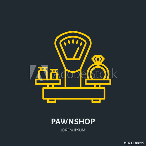 500x500 Ring On Scales In Pawnshop Illustration Jewelry Flat Line Icon