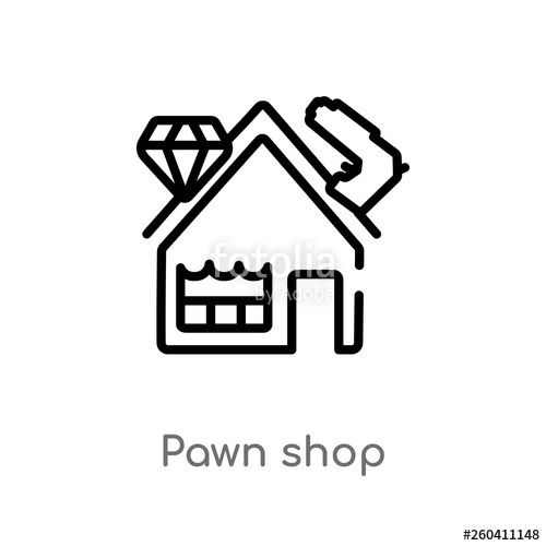 500x500 Outline Pawn Shop Vector Icon Isolated Black Simple Line Element
