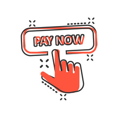240x240 Pay Now Icon In Flat Style Finger Cursor Vector Illustration