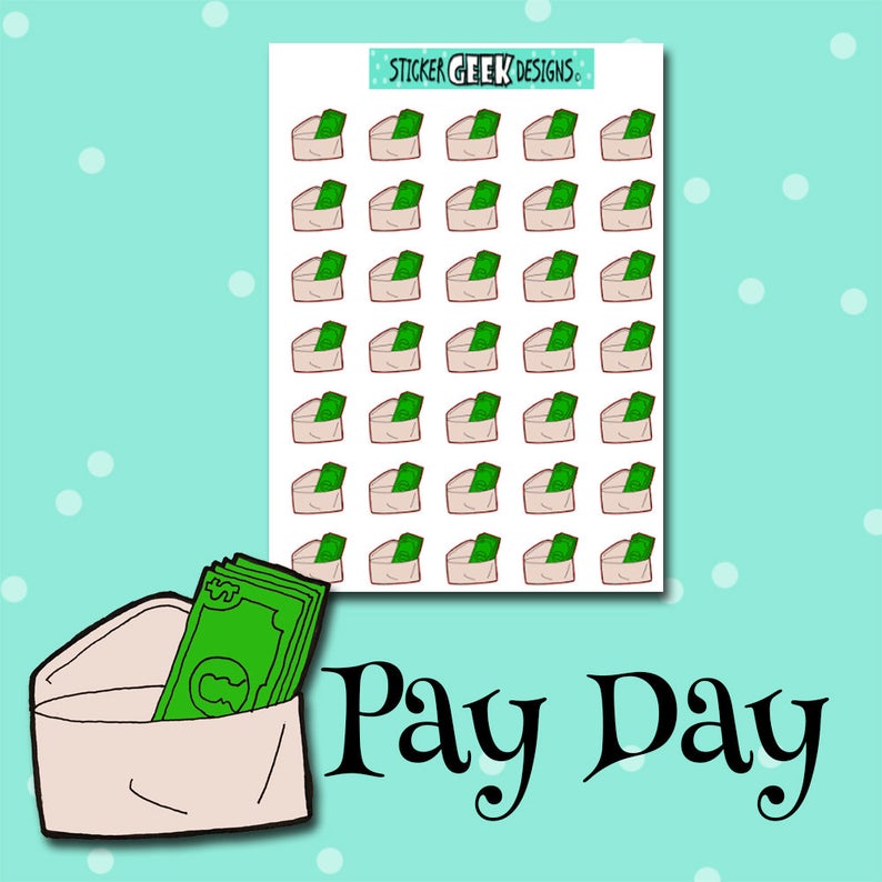 794x794 Planner Stickers Paycheck Stickers Payday Icons Etsy