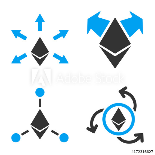 500x500 Ethereum Payout Vector Icon Set Style Is Bicolor Flat Symbols