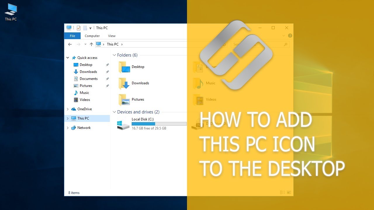 1280x720 How To Add This Pc Icon To The Desktop, Create A Shortcut And Use