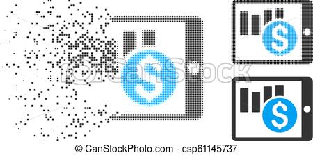 450x223 Moving Pixel Halftone Sales Chart On Pda Icon Sales Chart On Pda