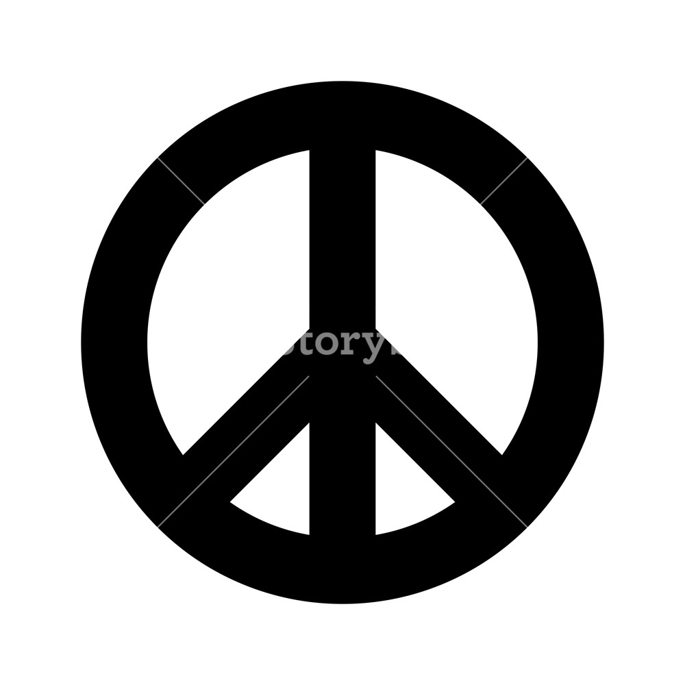 1000x1000 Peace Symbol Simple Flat Vector Icon Black Sign On White