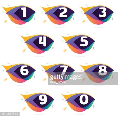 416x416 Numbers Set In Peacock Feather Premium Clipart