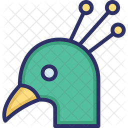 256x256 Peacock Icon Of Colored Outline Style