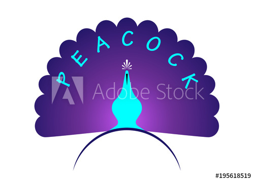 500x357 Peacock Icon Blue Silhouette Logo Design Vector Template Linear