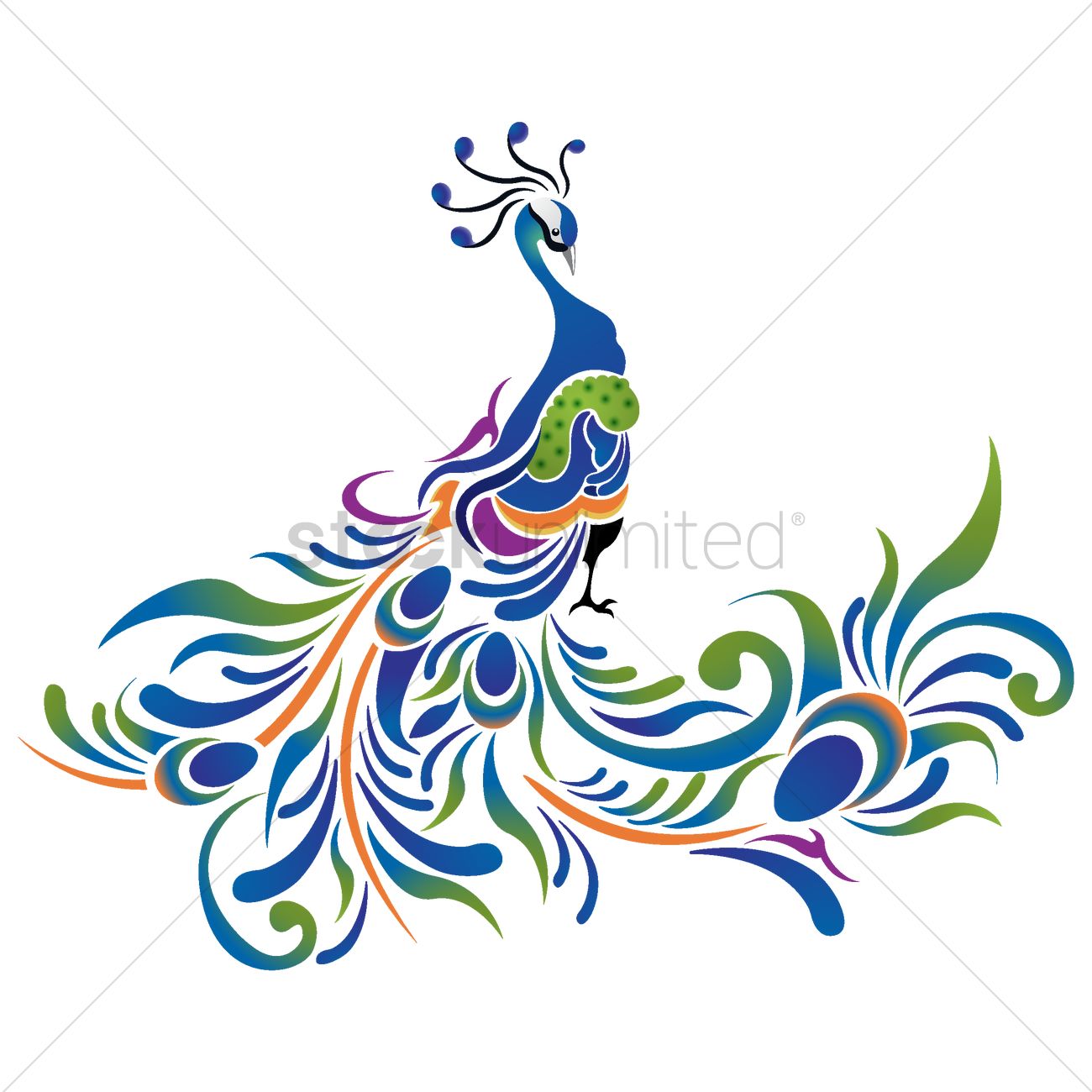 1300x1300 Peacock Pattern Icon Vector Image