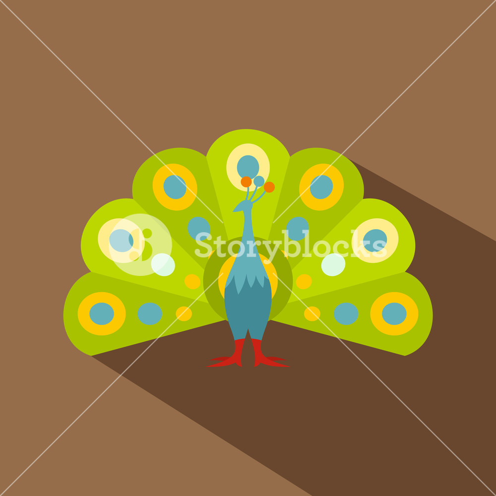 1000x1000 Colorful Peacock Icon Flat Illustration Of Colorful Peacock