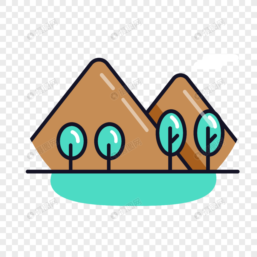 860x860 Scenic Mountain Peak Icon Free Vector Illustration Material Png