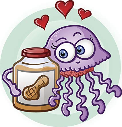425x445 Jelly Fish Hugging Peanut Butter Jar Cartoon Icon