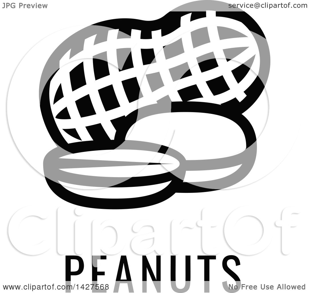1080x1024 Clipart Of A Black And White Food Allergen Icon Of Peanuts Over