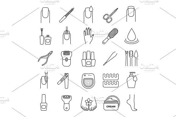 580x386 Manicure And Pedicure Icons Vector