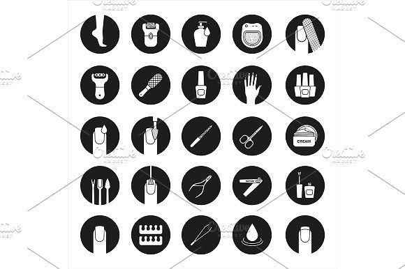 580x386 Manicure And Pedicure Icons Vector