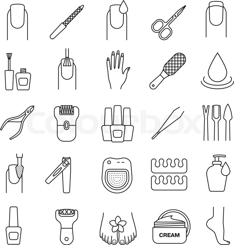 767x800 Manicure And Pedicure Linear Icons Stock Vector Colourbox