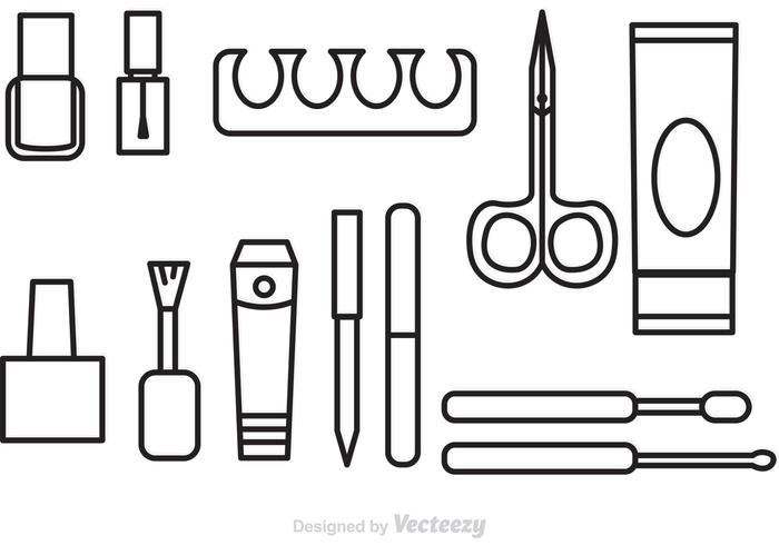 700x490 Vector Manicure Pedicure Outline Icons