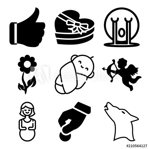 500x500 Vector Icon Set About Love With Icons Related To Shape, Friendly